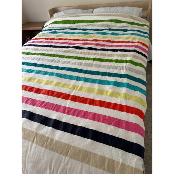 Twin Kate Spade Candy Stripe Duvet Cover Brightly Colored with White Background - Picture 3 of 6